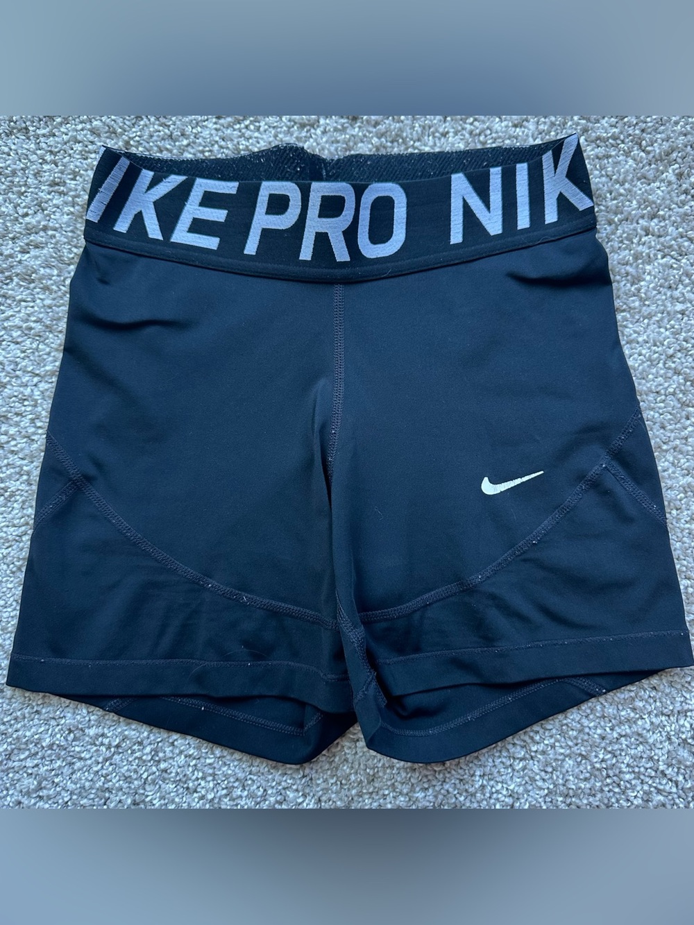 Nike Pro Black Women's Athletic Shorts with White Swoosh 553